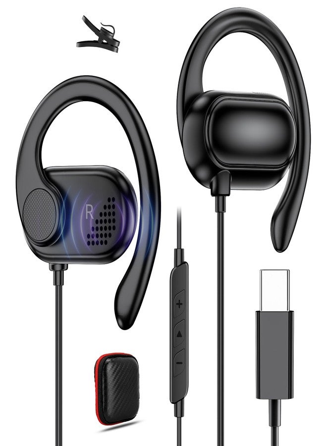 سماعات رأس مفتوحة الأذن بمنفذ USB-C لأجهزة iPhone 17 Pro Max و16 و15 Plus، سماعات أذن سلكية تغطي الأذن مع ميكروفون وتحكم في مستوى الصوت، سماعات رياضية ستيريو عالية الدقة من النوع C لأجهزة Samsung S25 وS24 وS23 وS22 وS21 وS20 وPixel - Image 1
